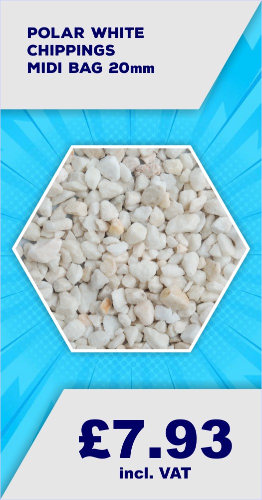Polar White Chippings Midi Bag 20mm