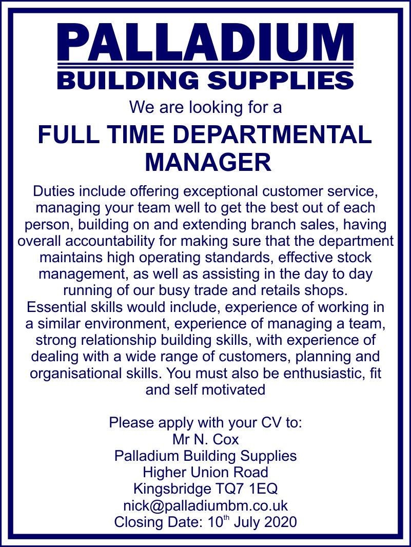 Departmental Manager Job Offer